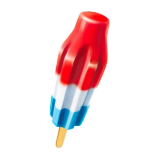 A red, white and blue Bomb Pop on a wooden stick